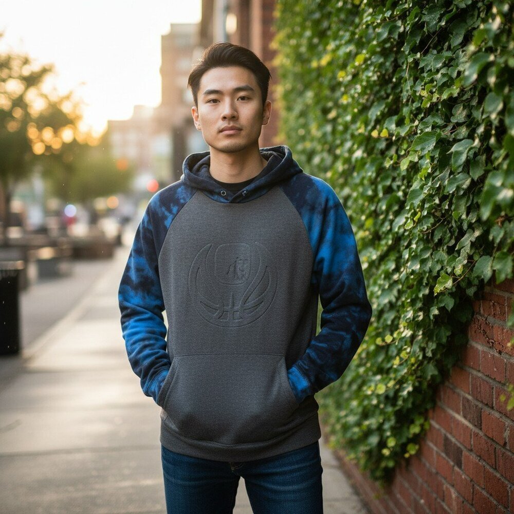 And1 Mens Small Gray Blue Camo Long Sleeve Embossed Hooded Sweatshirt Hoodie S